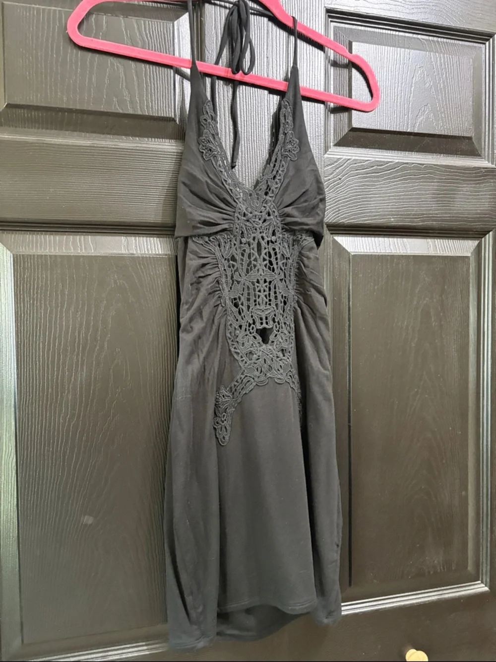Sky Black Mini Dress with Crochet Front - Picture 1 of 6